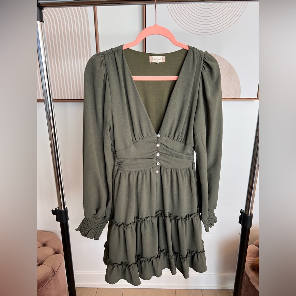 Alterd State olive ruffled dress
